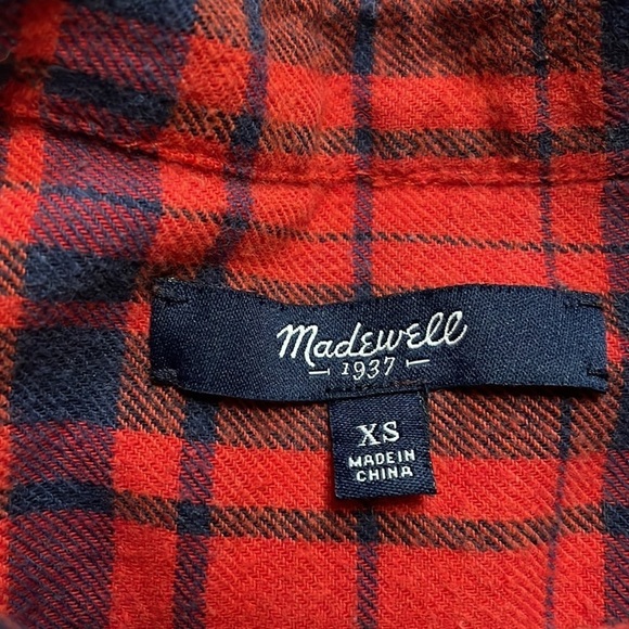 MADEWELL XS Black and Red Button Down Flannel - Picture 5 of 6